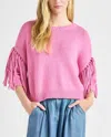 Splendid Savina Fringe Sleeve Sweater In Pink In Pink