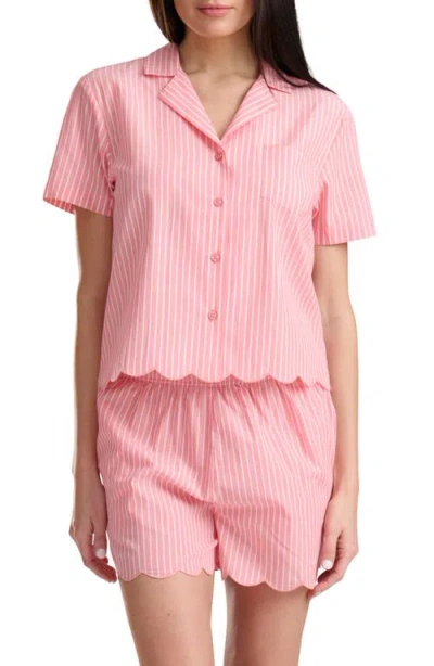 Splendid Scallop Cotton Poplin Pajamas In Multi