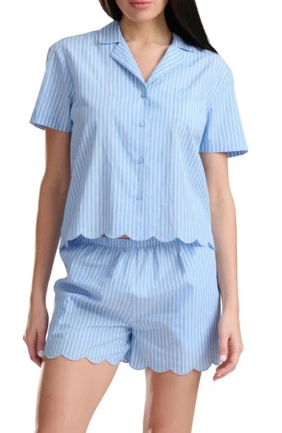 Splendid Scallop Cotton Poplin Pajamas In Multi