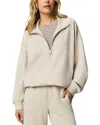 Splendid Scubasoft Quarter Zip Sweatshirt In White