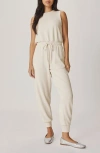 Splendid Scubasoft Tie Waist Sleeveless Jumpsuit In White