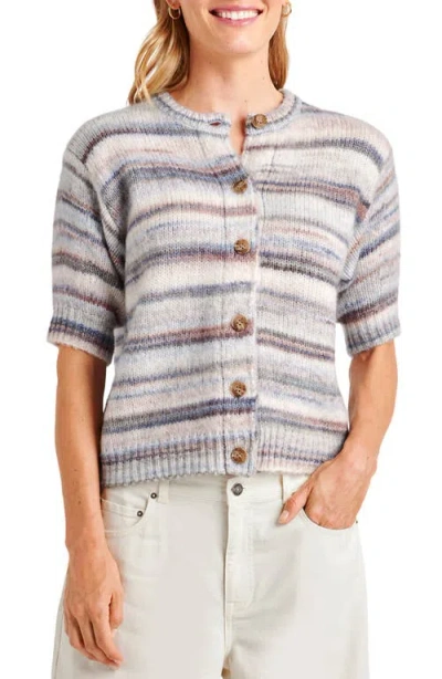 Splendid Sedona Stripe Short Sleeve Cardigan In Periwinkle Multi
