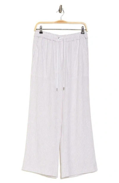 Splendid Seine Linen Blend Crop Wide Leg Pants In White/ Almond Stripe