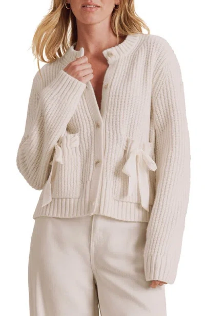 Splendid Selena Bow Packet Cardigan In White