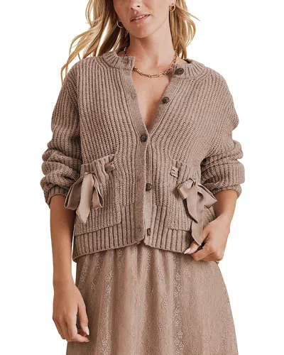 Splendid Selena Satin Tie Cardigan In Neutral