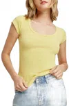 Splendid Selena Stripe Short Sleeve Tee In Chartreuse In Yellow