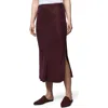 Splendid Serena Side Slit Satin Midi Skirt In Brown