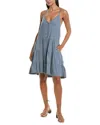 Splendid Shannon Tier Linen-blend Mini Dress In Gray