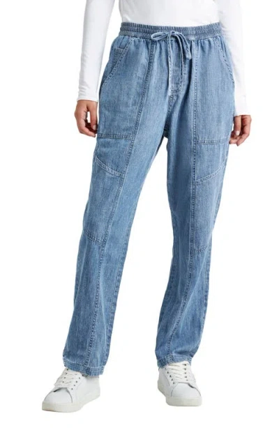 Splendid Shay Tie Waist Chambray Pants In Indigo