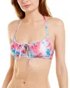 Splendid Shirred Cutout Bikini Top In Blue