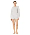 Splendid Short Set Womens Heather Gray Stretch Blouson Long Sleeve Jdm1047 In Gray