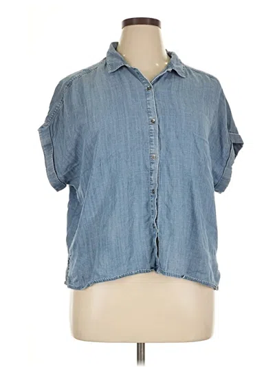 Pre-owned Splendid Short Sleeve Blouse In Blue