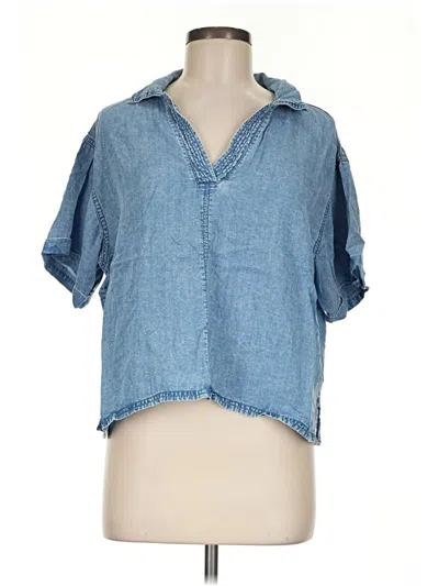 Pre-owned Splendid Short Sleeve Blouse In Blue