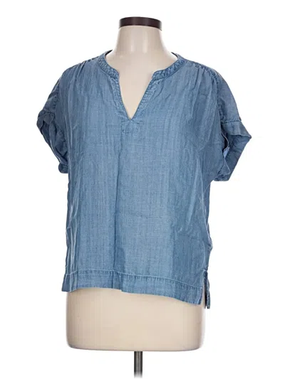 Pre-owned Splendid Short Sleeve Blouse In Blue