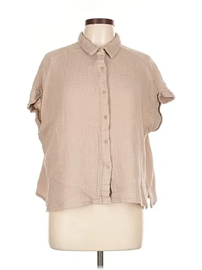 Pre-owned Splendid Short Sleeve Blouse In Brown