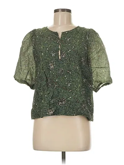 Pre-owned Splendid Short Sleeve Blouse In Green