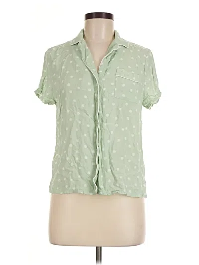Pre-owned Splendid Short Sleeve Blouse In Green