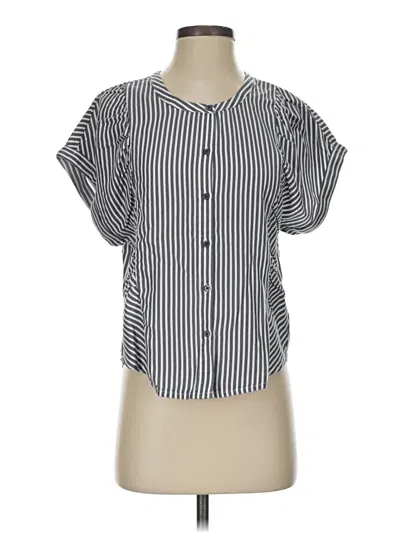 Pre-owned Splendid Short Sleeve Blouse In Silver