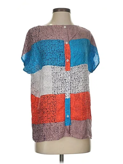 Pre-owned Splendid Short Sleeve Blouse In Silver