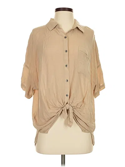 Pre-owned Splendid Short Sleeve Blouse In Tan