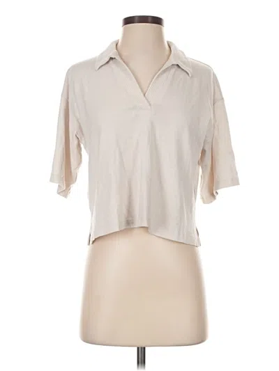 Pre-owned Splendid Short Sleeve Blouse In Tan