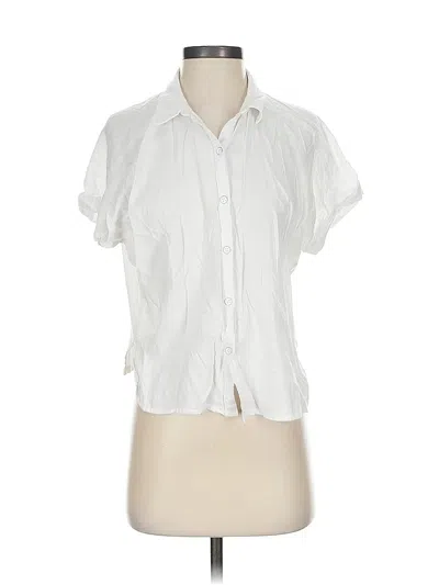 Pre-owned Splendid Short Sleeve Blouse In White