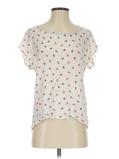 Pre-owned Splendid Short Sleeve Blouse In White
