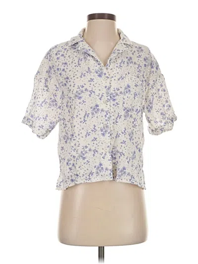 Pre-owned Splendid Short Sleeve Blouse In White