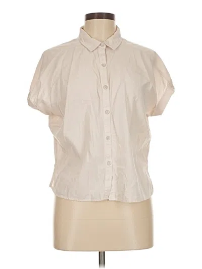 Pre-owned Splendid Short Sleeve Blouse In White