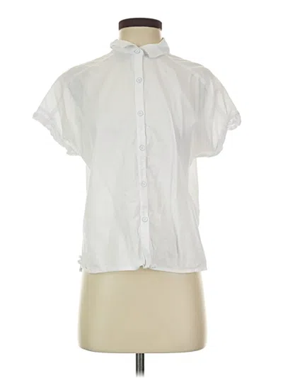 Pre-owned Splendid Short Sleeve Blouse In White