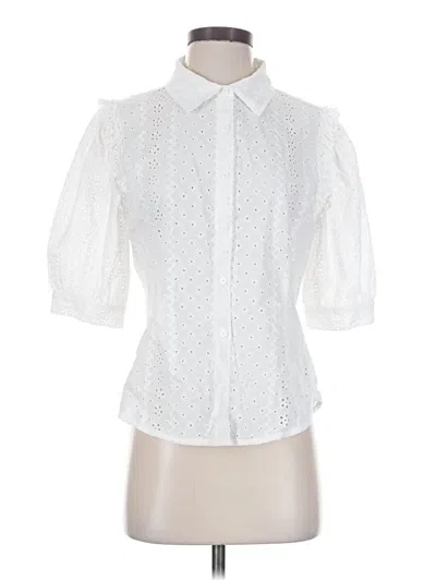 Pre-owned Splendid Short Sleeve Blouse In White