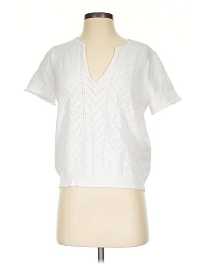Pre-owned Splendid Short Sleeve Blouse In White