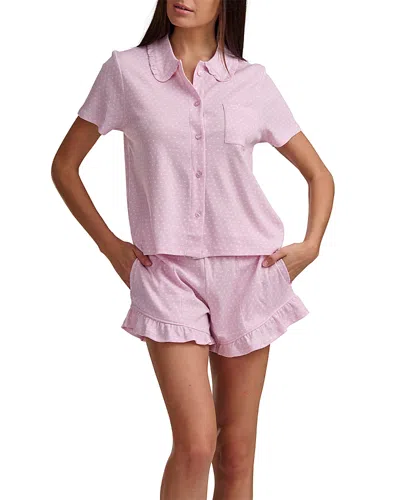 Splendid Short Sleeve Boxer Pajama Set In Pink