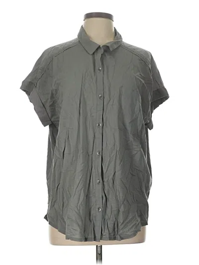 Pre-owned Splendid Short Sleeve Button Down Shirt In Gray