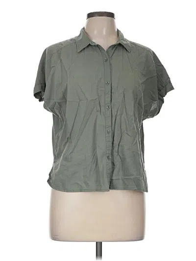 Pre-owned Splendid Short Sleeve Button Down Shirt In Green