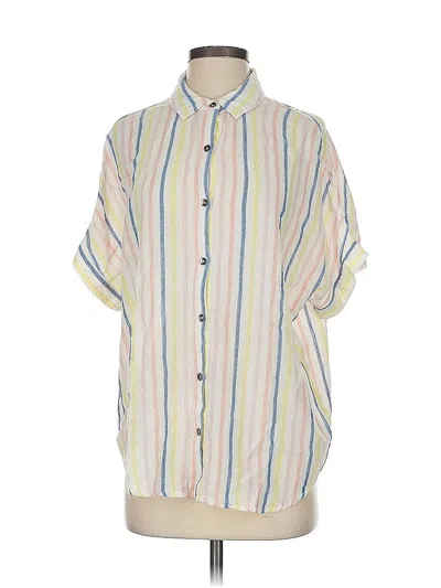 Pre-owned Splendid Short Sleeve Button Down Shirt In White