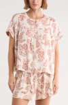 Splendid Short Sleeve Button-up Top In Multi