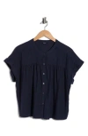 Splendid Short Sleeve Button-up Top In Blue