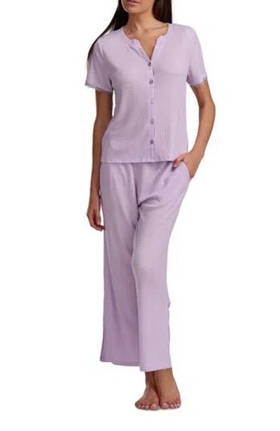 Splendid Short Sleeve Crop Pajamas In Purple