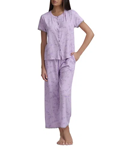 Splendid Short Sleeve Cropped Pajama Set In Purple