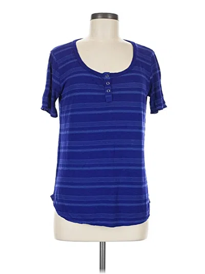 Pre-owned Splendid Short Sleeve Henley Shirt In Blue