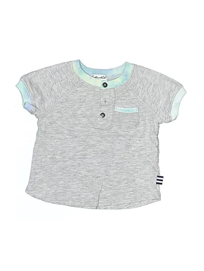 Pre-owned Splendid Babies' Short Sleeve Henley Shirt In Gray