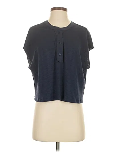 Pre-owned Splendid Short Sleeve Henley Shirt In Gray