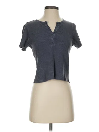 Pre-owned Splendid Short Sleeve Henley Shirt In Gray