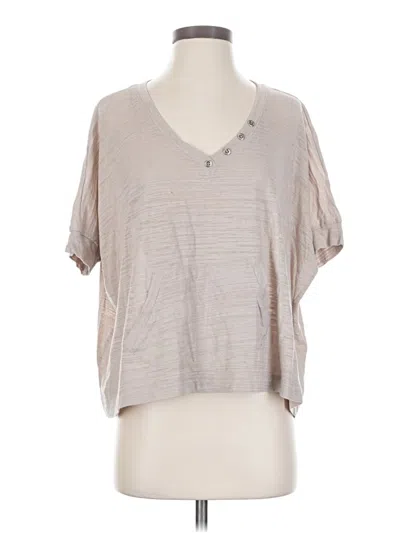 Pre-owned Splendid Short Sleeve Henley Shirt In Tan