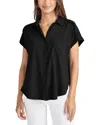 Splendid Paige High-low Cotton Blend Button-up Shirt In Black