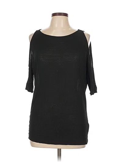 Pre-owned Splendid Short Sleeve Top Black Cold Shoulder Neckline Tops