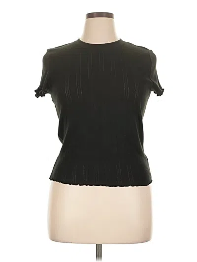 Pre-owned Splendid Short Sleeve Top Black Mock Neckline Tops