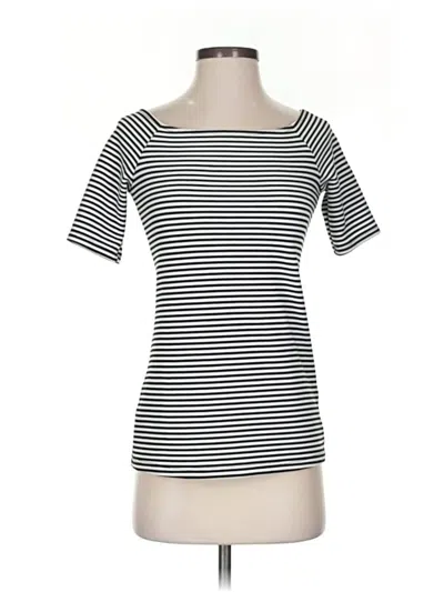 Pre-owned Splendid Short Sleeve Top Black Stripes Pattern Boatneck Tops