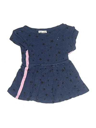 Pre-owned Splendid Babies' Short Sleeve Top Blue Stars Pattern Sweetheart Neckline Tops